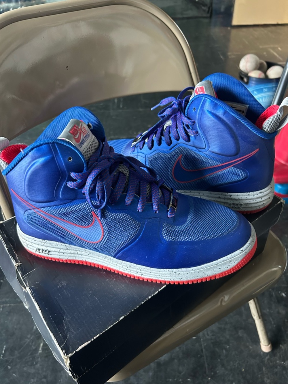 Nike Royal Blue High-Top Sneakers with Red Accents